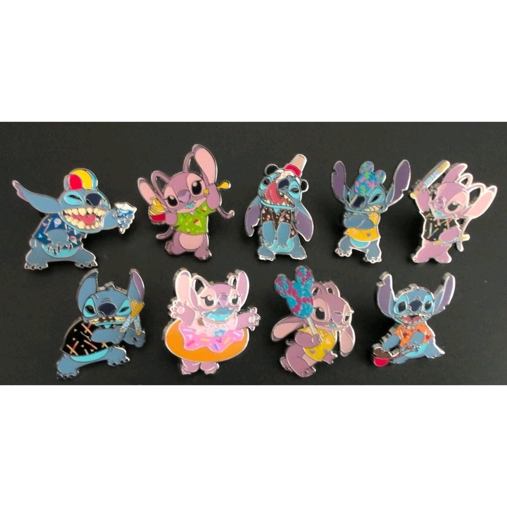 Disney Parks Stitch Snack Attacks Mystery Pins - 9 Pin Lot